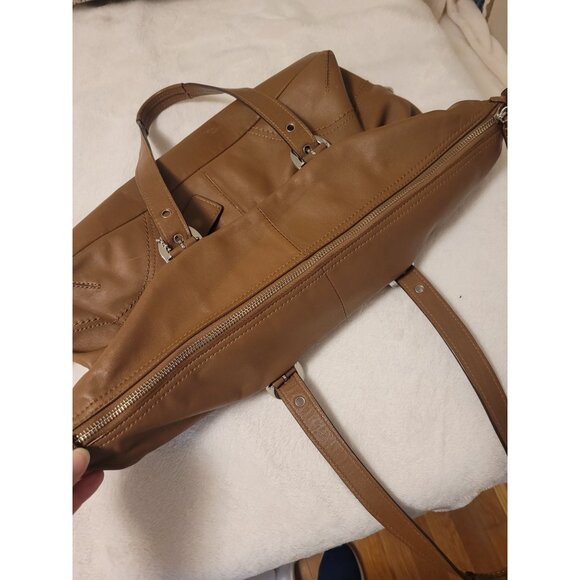 VTG Coach Brown Leather Tote Bag Purple Interior Zip Closure Y2K 2000s vampire - Picture 10 of 10